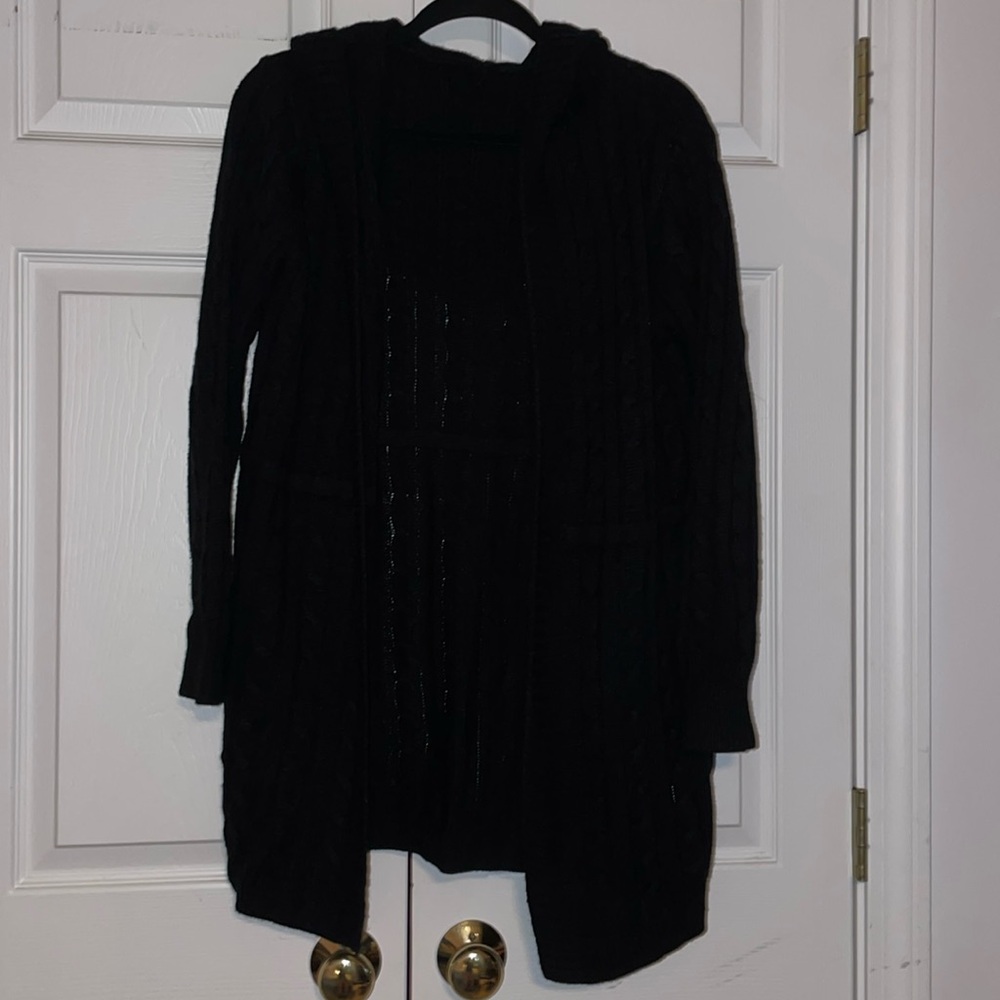 Black Hooded Cardigan